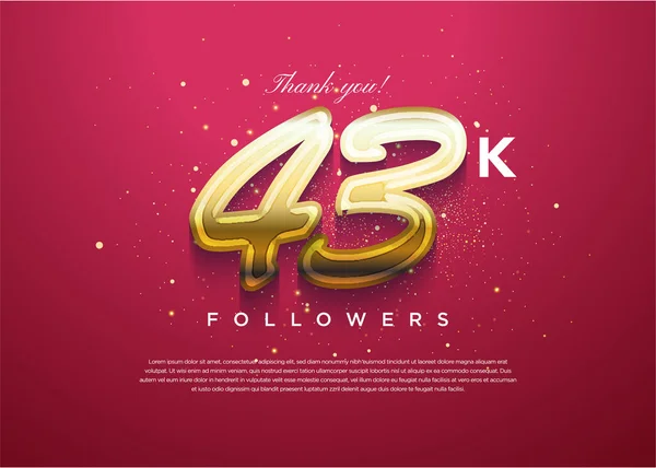 43K Послідовників Святкують Великою Кількістю Золотих Блискіток Дизайн Преміум Вектор — стоковий вектор