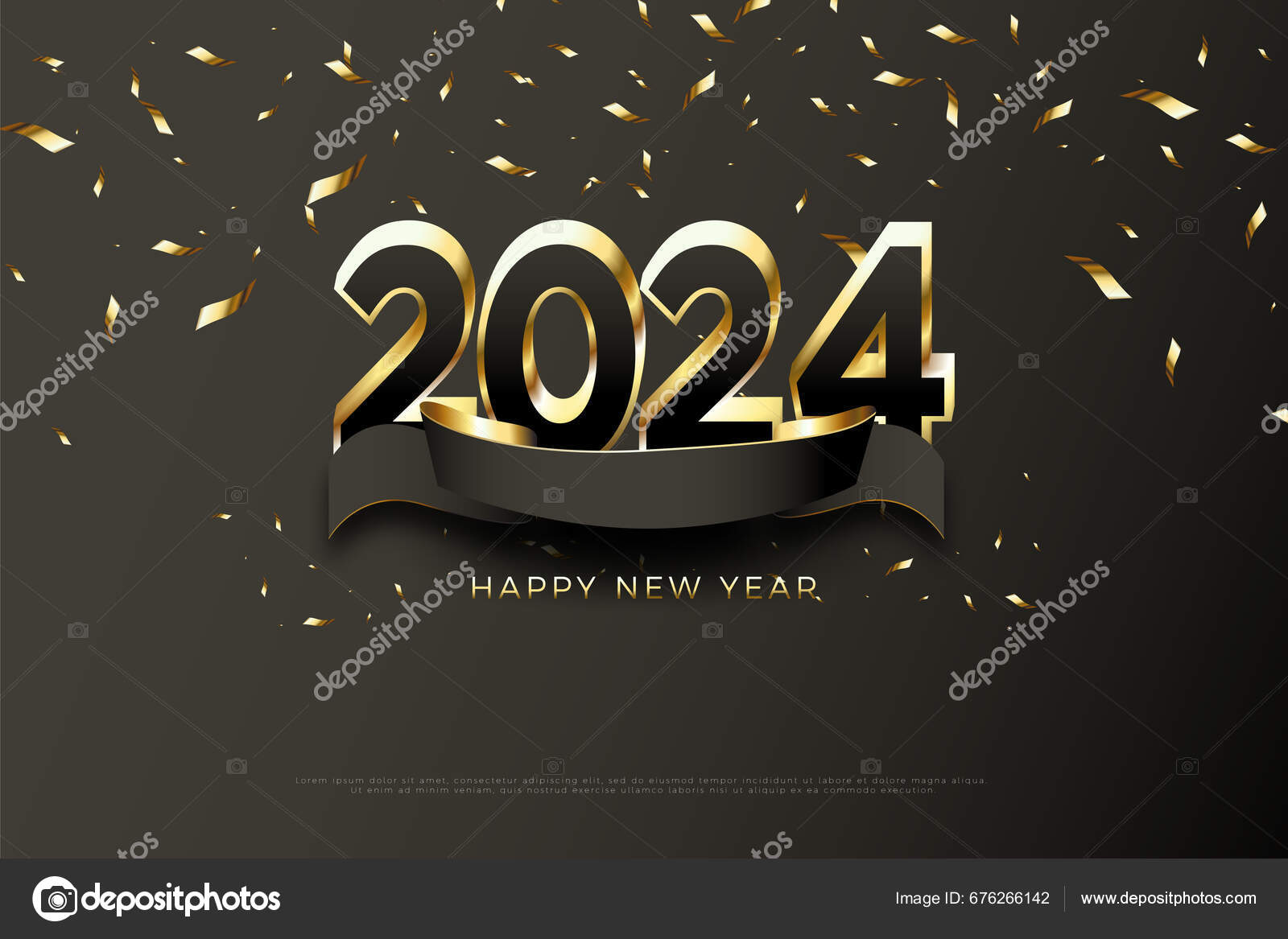 Numero 2024 Avvolto Nastro Celebrativo Festivo Nuovo Anno 2024