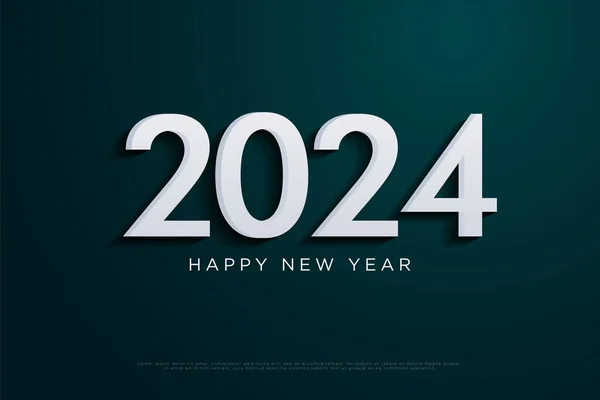 2024 Новий Рік Чистими Білими Числами Святкування — стоковий вектор