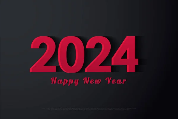 2024 Neues Jahr Mit Roten Zahlen Mit Subtilen Schattierungen — Stockvektor