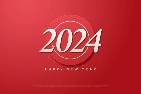 2024新年与蓬松圆框背景说明 — 图库矢量图片
