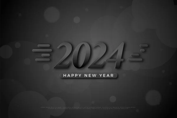2024 Nový Rok Transparentním Efektem Tmavé Bubliny Pozadí — Stockový vektor