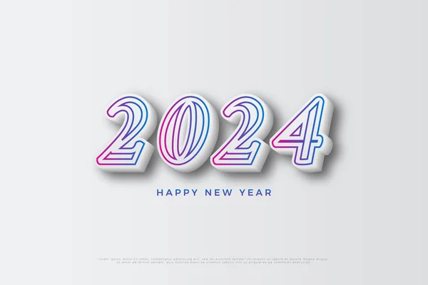 Sanfte Zahlen Und Ein Schöner Farbtupfer Für Die Neujahrsfeier 2024 — Stockvektor