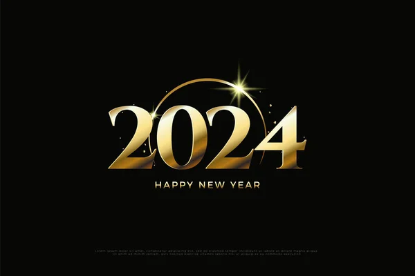 2024年の新年のお祝いのための光沢のある黄金の図そして優雅な金のアーチ — ストックベクタ