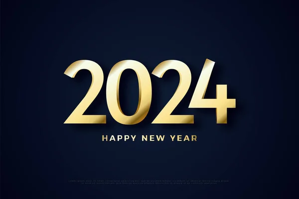 2024年新年庆祝活动的简朴数字设计 金光闪闪 — 图库矢量图片