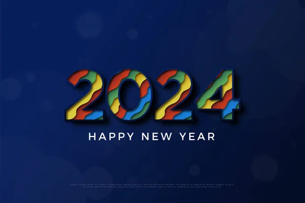 为2024新年庆祝活动配上全彩号 — 图库矢量图片