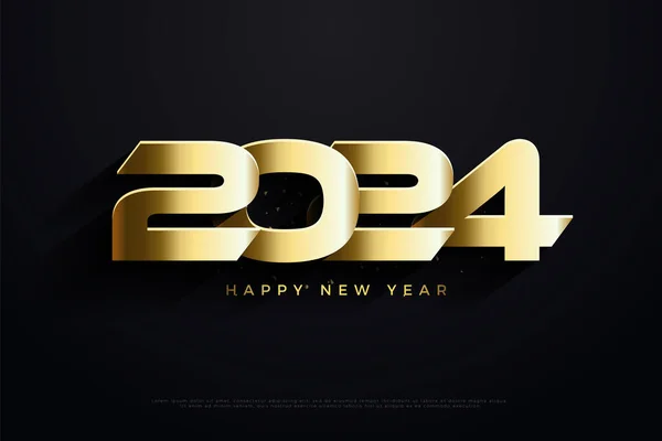 Números Celebração Dourada Empilhados Com Efeito Suave Ano Novo 2024 — Vetor de Stock