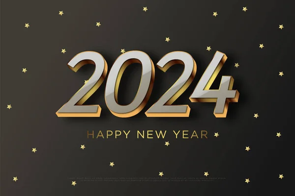 Polvilhe Símbolos Natal 2024 Feliz Ano Novo Com Festividades Puras — Vetor de Stock