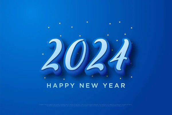 Tüm 2024 Yeni Yıl Kutlama Şablonu Için Yumuşak Boyutlu Logo — Stok Vektör