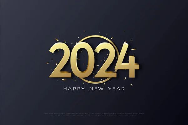 Новорічні Номери Святковими Блискітками Новий Рік 2024 — стоковий вектор