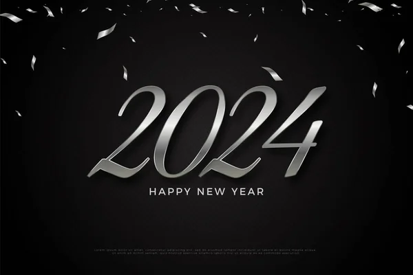 Clássicos Números Ano Novo Cores Exóticas 2024 Banner Celebração Ano — Vetor de Stock