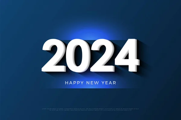 2024 Yeni Yıl Rakamlarının Üzerinde Altında Mavi Işık Etkisi — Stok Vektör