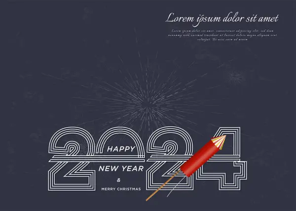 2024 Neujahr Mit Klassischer Streifenzahl Illustration Vektor Premium Design — Stockvektor