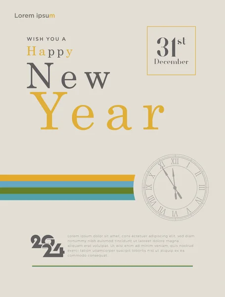 2024 Новый Год Плакат Иллюстрацией Формы Часов Показывающих Время Празднования — стоковый вектор