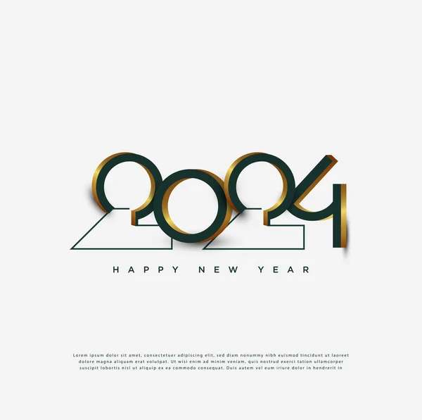 Feliz Año Nuevo 2024 Con Una Combinación Oro Verde Oscuro — Vector de stock