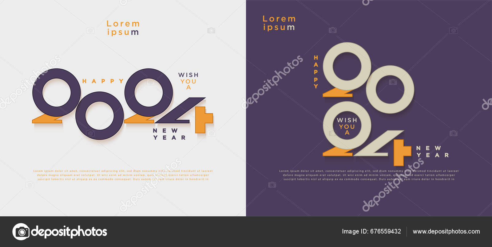 2024 Año Nuevo Con Números Clásicos Muy Simple Para Colorear Vector de
