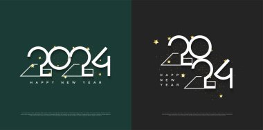 Çok basit ve zarif renklerle 2024 numaralı pankart. 2024 Kutlama.