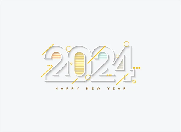 2024 Yeni Yılı Güzel Çizgili Rakamlarla Güzel Renkli Çizgilerle 2024 — Stok Vektör