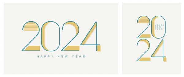 Mutlu Yıllar 2024 Basit Iki Renk Kombinasyonu Yeni Yıl 2024 — Stok Vektör