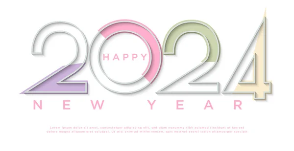 Feliz Año Nuevo 2024 Con Números Color Delicados Bonitos Feliz — Vector de stock