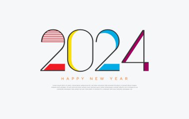 Yeni yıl 2024 sayıları, eşsiz sayılar ve farklı renk karışımlarıyla. 2024 Kutlama.