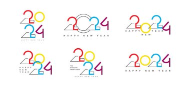 Yeni yıl 2024 rakamları, farklı sayıda güzel ve parlak renklere sahip modeller. 2024 Kutlama.