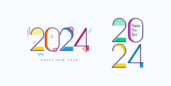 2024 Ano Novo Com Conceito Número Cor Bonito Festivo Ano —  Vetores de Stock