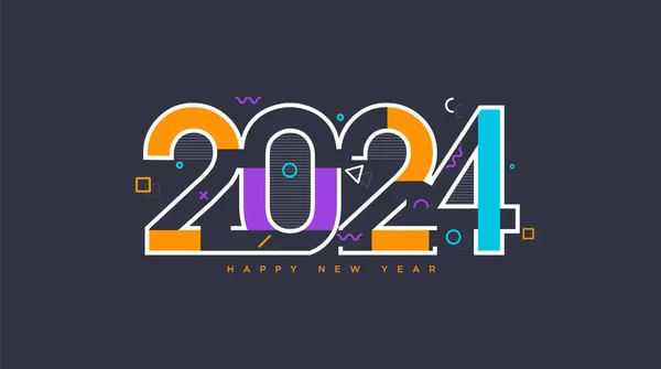 2024 New Year Truncated Numbers Festive Colors 2024 New Year — Stock Vector