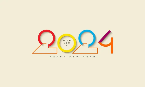 Dört Renk Konsepti Olan 2024 Yeni Yıl Sayısı 2024 Kutlama — Stok Vektör