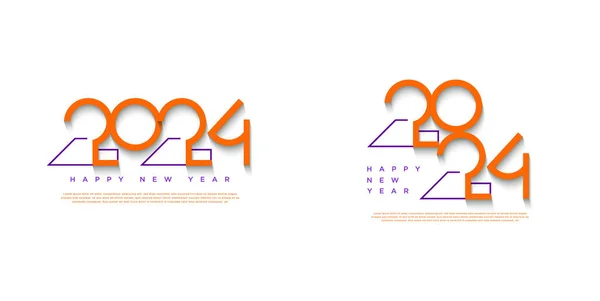 2024 Neujahr Mit Einzigartigen Orangefarbenen Zahlen Feier 2024 — Stockvektor