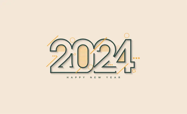 2024 Yeni Yıl Kutlaması Satır Kombinasyonu Sayı Formatında Çizgilerle — Stok Vektör