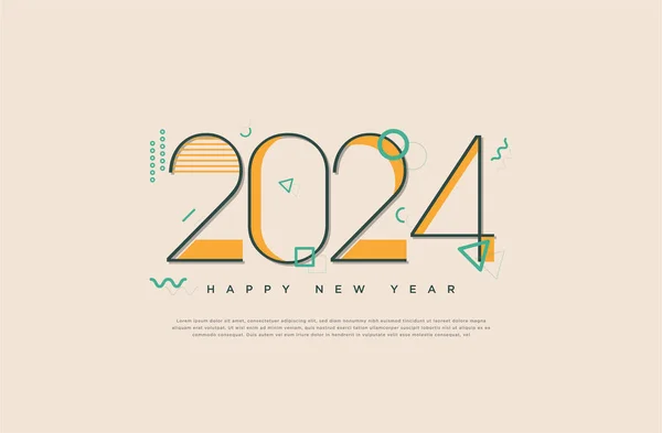 2024 Celebrazione Del Nuovo Anno Con Decorazioni Forma Unica — Vettoriale Stock