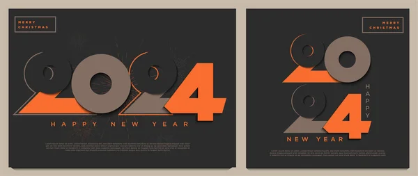 Stock vector a dark concept with a touch of orange to make the 2024 New Year celebration even more beautiful.