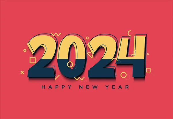 2024 Yeni Yıl Bayrağı Şirin Çizgi Film Boyaları Vektör 2024 — Stok Vektör