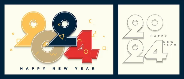 2024 Banner Celebración Año Nuevo Con Diferentes Modelos Conceptos Números — Vector de stock