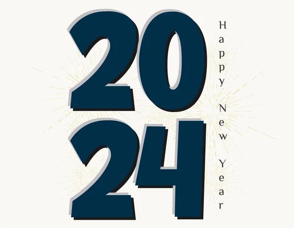 2024 Nový Rok Slavnostní Banner Velmi Jednoduchým Konceptem Hlediska Barev — Stockový vektor