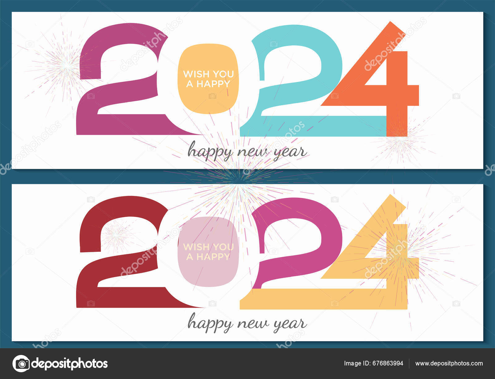 Farverige Unikke Tal 2025 Nytår Fest Banner 2025 Plakat Stockvektor af