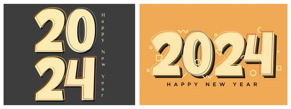 Afiche Año Nuevo 2024 Con Concepto Números Únicos Raros Vector — Archivo Imágenes Vectoriales