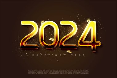 2024 yeni yılı parıltılı süslemeler ve altın kağıt kesikleriyle, yeni yıl 2024 kutlaması.