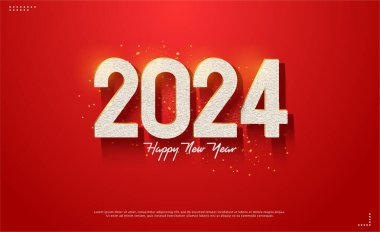 Mutlu yeni yıl 2024 Hassas sayısal gölgeleri olan süslü sayılarla.