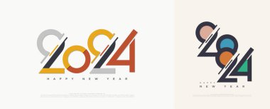 Klasik 2024 yılbaşı sayısı ve kısaltılmış sayı illüstrasyonu. vektör premium tasarımı.
