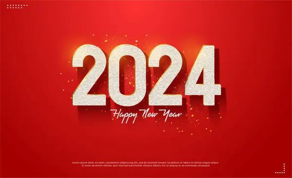 Happy New Year 2024 Fancy Festive Numerals Delicate Numeral Shadows — Stock Vector