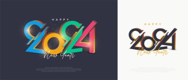 Parlak ve lüks bir kutlama süsü serpiştirilmiş üç boyutlu resimleme. Yeni yıl 2024.