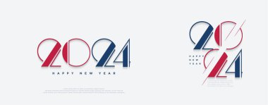 Mutlu yıllar 2024. Modern ince çizgi sanat konseptiyle. Afişler, posterler, takvimler ve sosyal medya için en iyi vektör tasarımı.