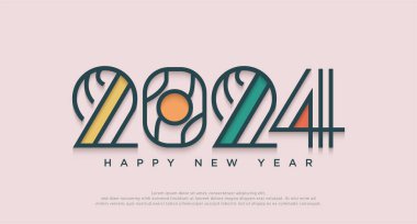Retro tipografi konseptiyle mutlu yıllar 2024. Takvim, afiş ve poster için 2024 yeni yıl kutlaması konsepti.
