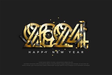 golden number 2024. elegant and luxurious 2024 new year greeting and celebration design. happy new year 2024 vector design for poster, calendar and more. clipart