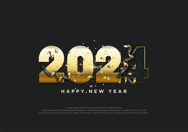 Arany Számok 2024 Csillámporral Hogy Üdvözölje 2024 Vektor Imprémium Design — Stock Vector