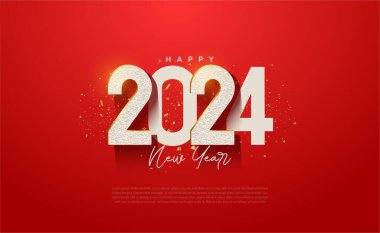 2024 yılınız kutlu olsun. Yüzen iki numaranın ince gölgesi ile. 2024 numara tasarımı.