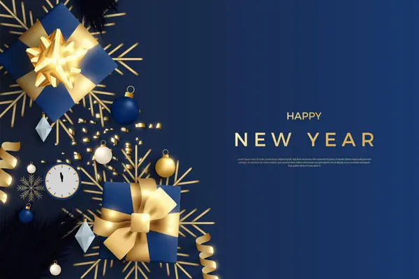 Vector Feliz Año Nuevo Con Una Hermosa Combinación Oro Bolas — Archivo Imágenes Vectoriales