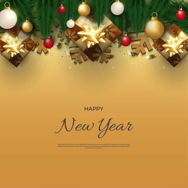 Wektor Piękne Tło Nowego Roku Drzewa Świętowania Nad Powitaniem — Wektor stockowy